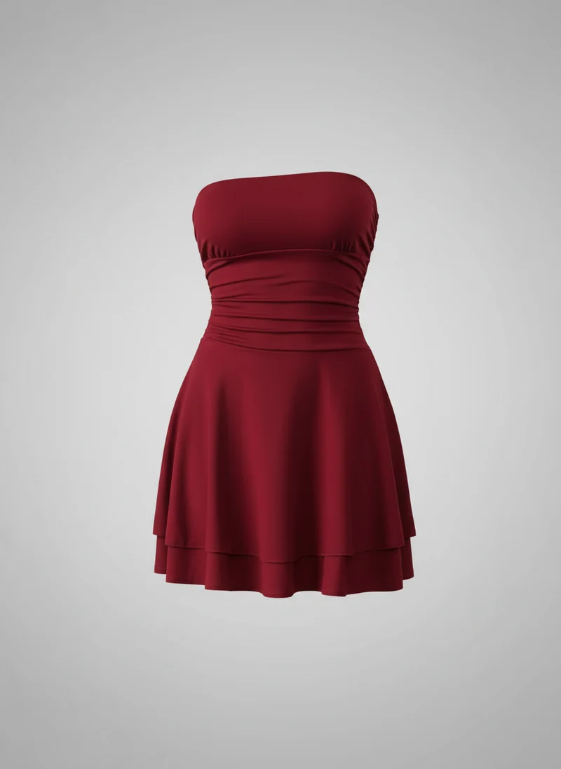Clara | Femme Robe Bustier Volants Jupe Étagée – Robe Étagée Élégante Été 2026