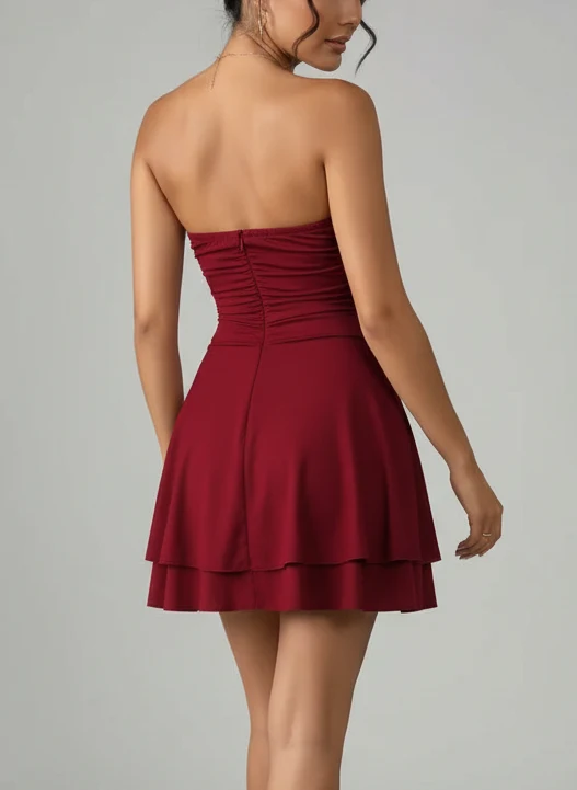 Clara | Femme Robe Bustier Volants Jupe Étagée – Robe Étagée Élégante Été 2026