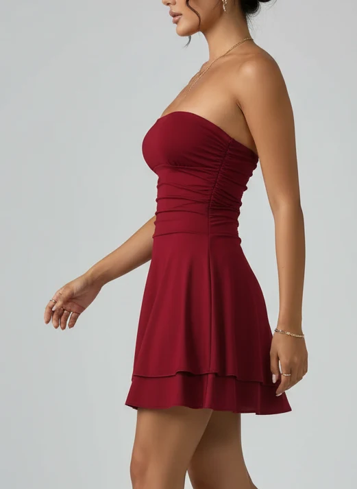 Clara | Femme Robe Bustier Volants Jupe Étagée – Robe Étagée Élégante Été 2026