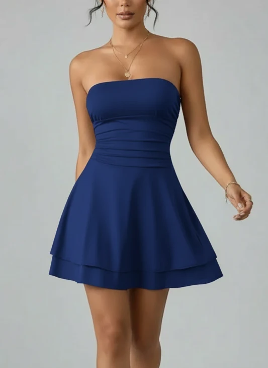 Clara | Femme Robe Bustier Volants Jupe Étagée – Robe Étagée Élégante Été 2026