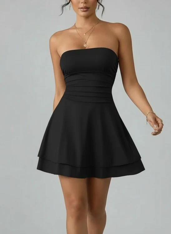 Clara | Femme Robe Bustier Volants Jupe Étagée – Robe Étagée Élégante Été 2026