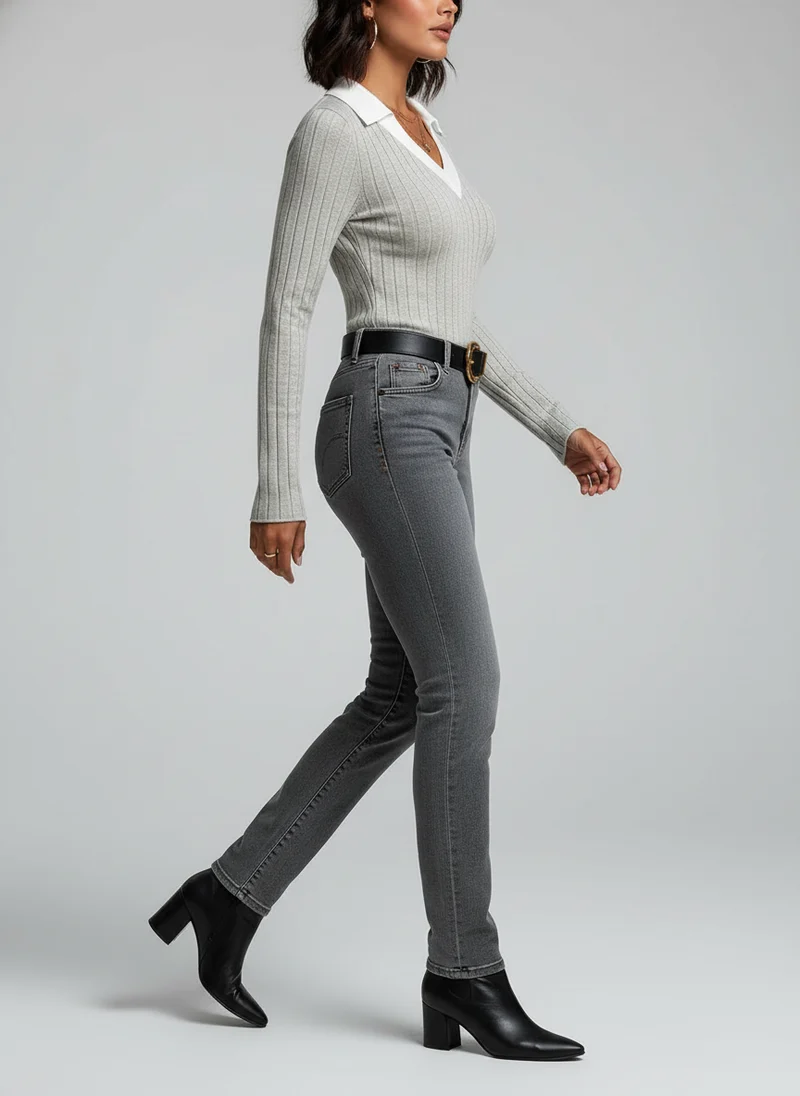 Flora | Femme Pull Col V Côtelé Ajusté – Pull Côtelé Féminin Tendance 2026
