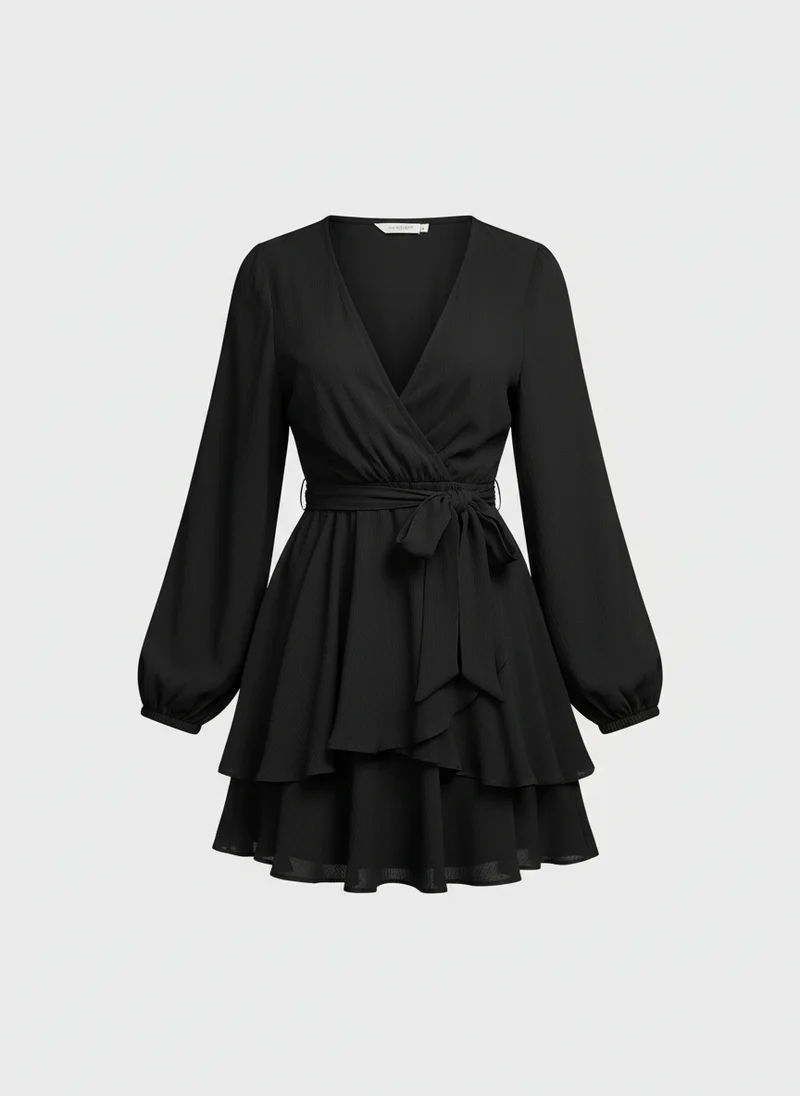 Inès | Femme Robe Encolure V Manches Lanterne – Robe Manches Bouffantes 2026
