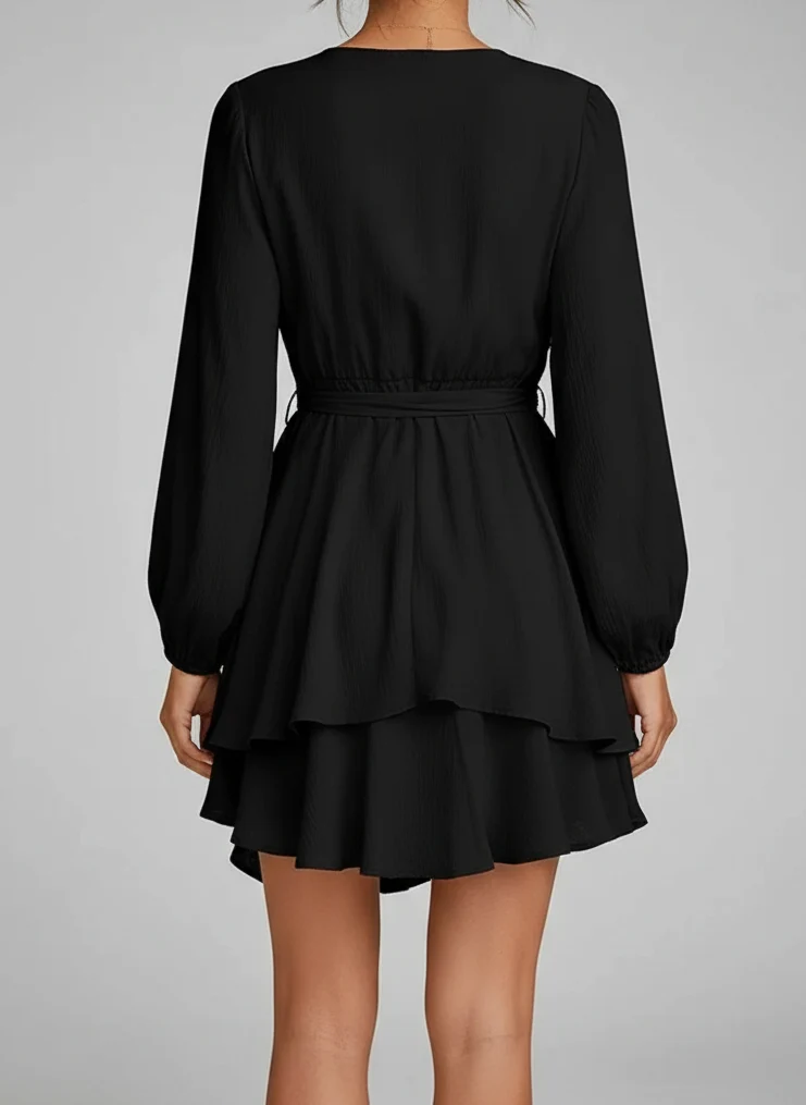Inès | Femme Robe Encolure V Manches Lanterne – Robe Manches Bouffantes 2026