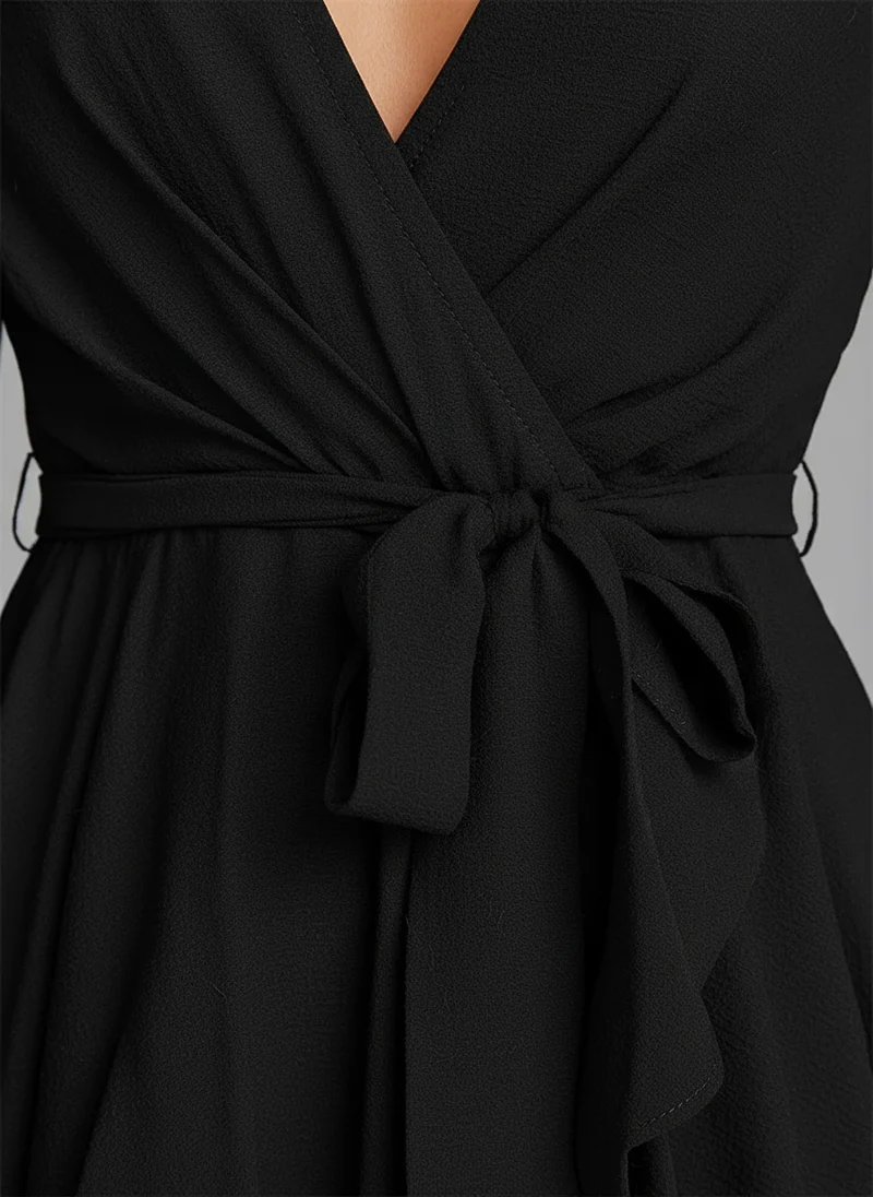 Inès | Femme Robe Encolure V Manches Lanterne – Robe Manches Bouffantes 2026