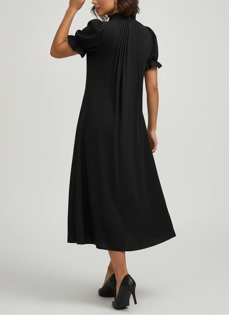 Mathilde | Femme Robe Midi Ajustée Manches Volumineuses – Robe Structurée 2026