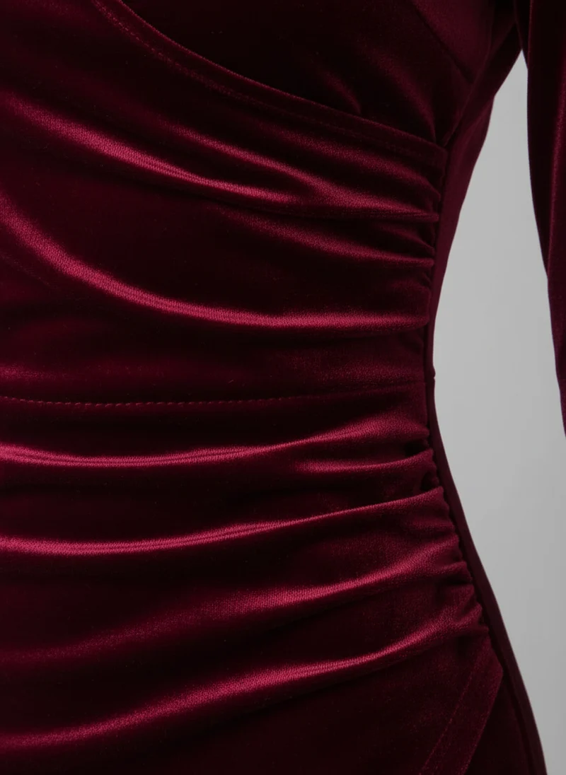 Marie | Femme Robe Drapée Croisée Manches Longues – Robe Drapée Cintrée 2026