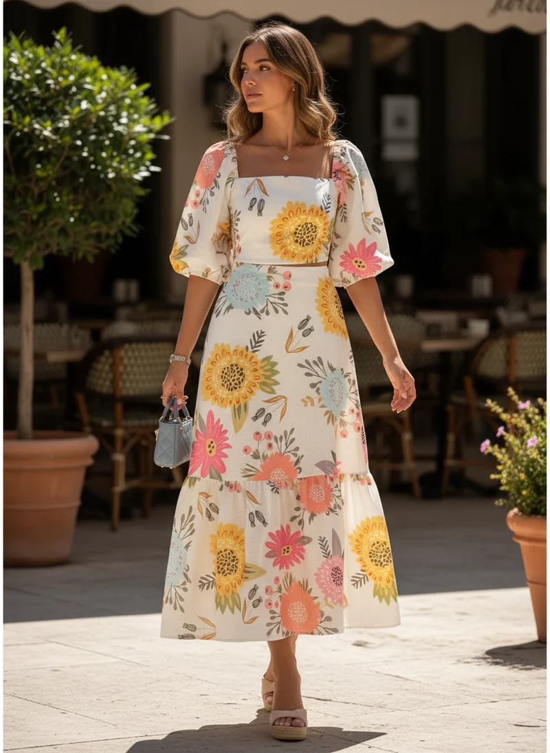 Océane | Femme Robe Maxi Florale Dos Nu – Robe Maxi Florale Élégante 2026