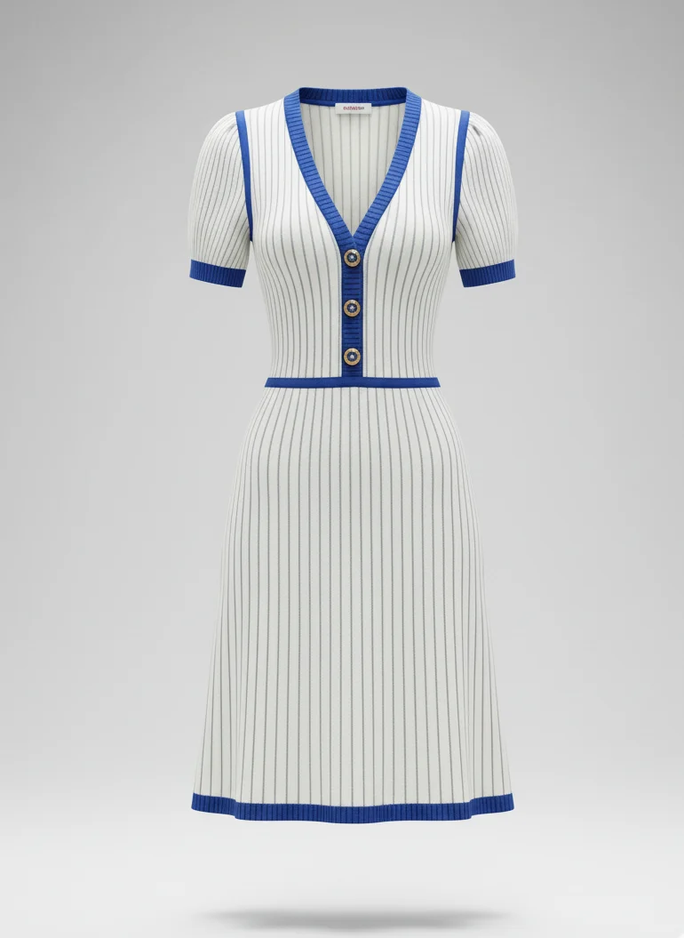 Noémie | Femme Robe Midi Col V Ourlet Évasé – Robe Midi Fluide Élégante 2026