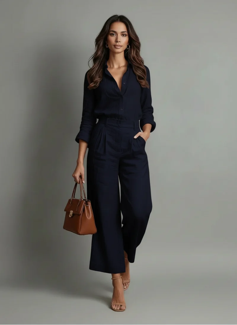 Sabine | Femme Ensemble Chemise Pantalon Taille Haute – Set Chemise Femme 2026