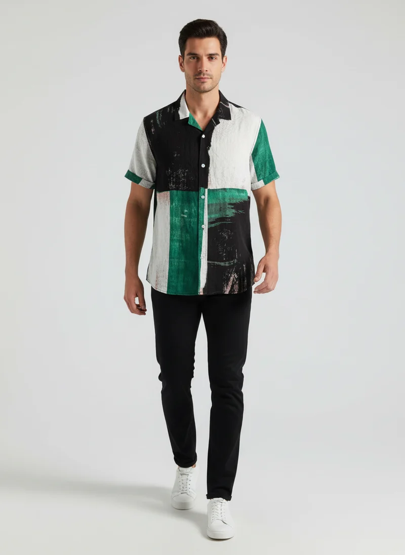 Pierre | Homme Chemise Manches Courtes Motif Abstrait – Chemise Imprimée 2026