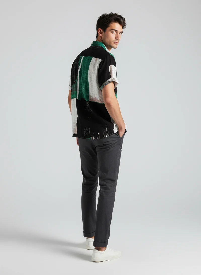 Pierre | Homme Chemise Manches Courtes Motif Abstrait – Chemise Imprimée 2026
