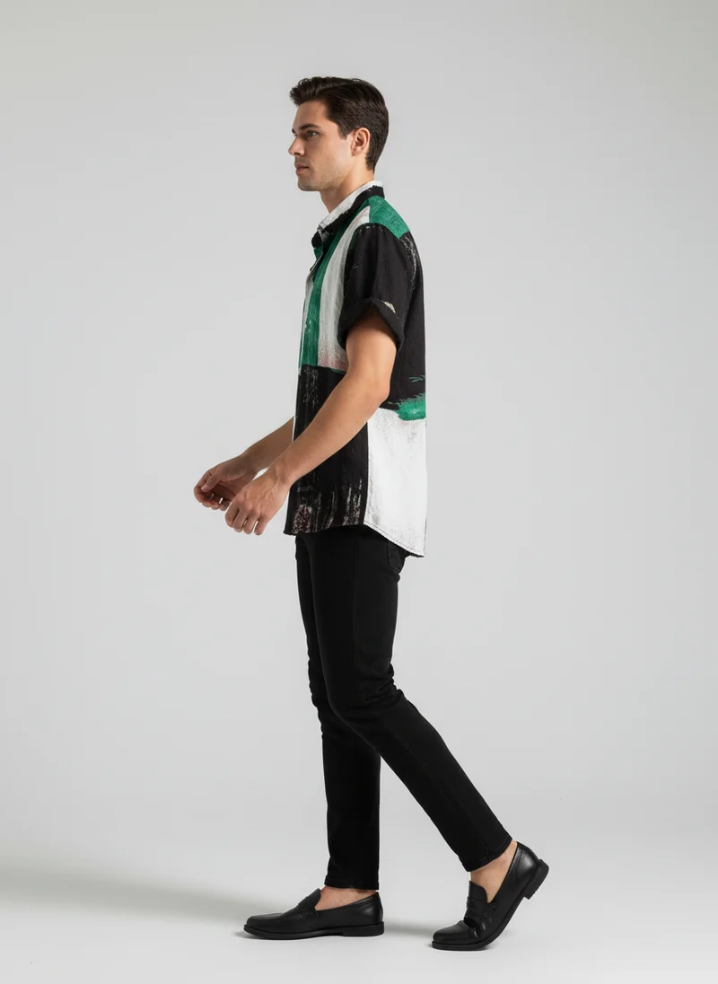 Pierre | Homme Chemise Manches Courtes Motif Abstrait – Chemise Imprimée 2026