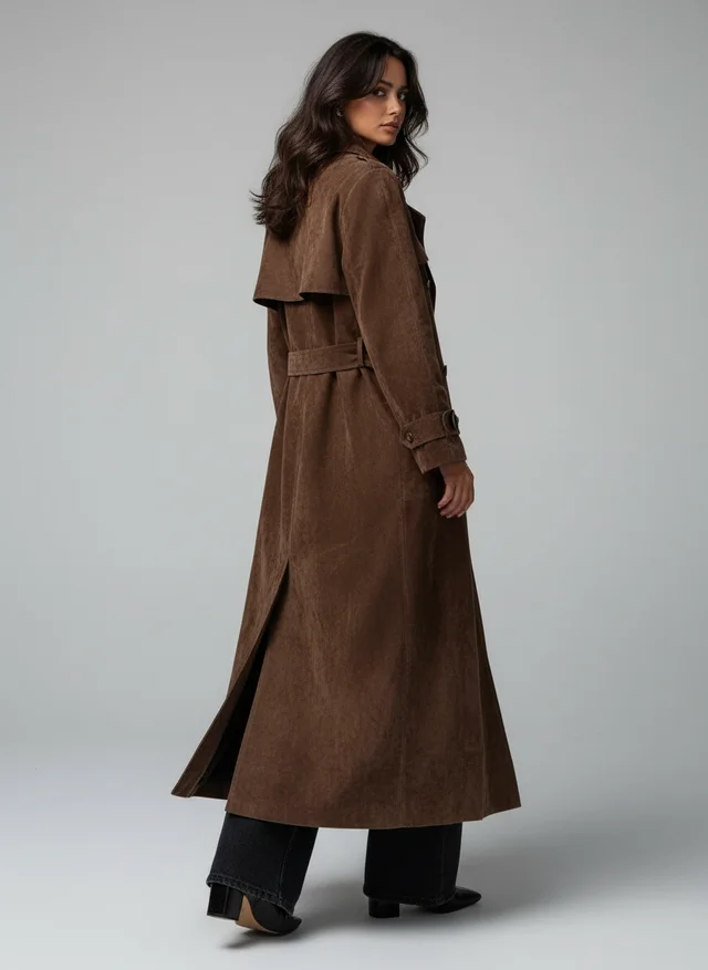 Yasmine | Femme Manteau Long Vintage Cuir Végétalien – Manteau Vegan Vintage 2026