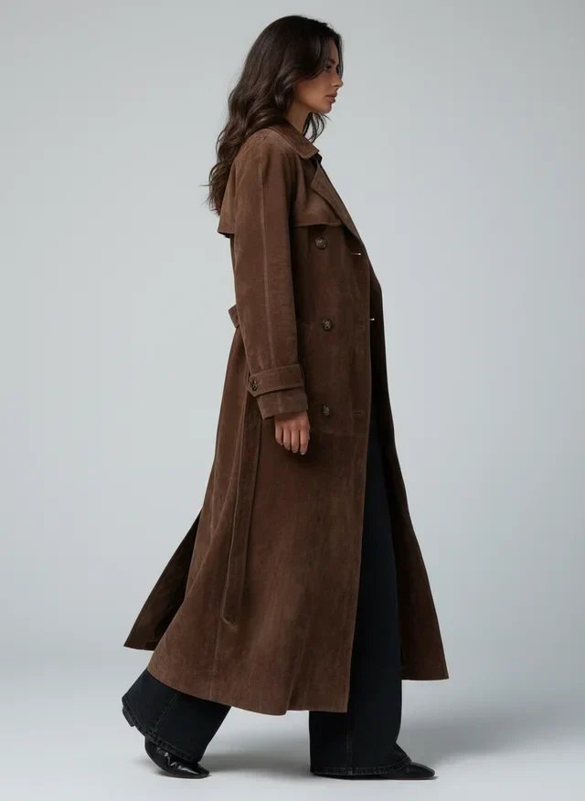Yasmine | Femme Manteau Long Vintage Cuir Végétalien – Manteau Vegan Vintage 2026