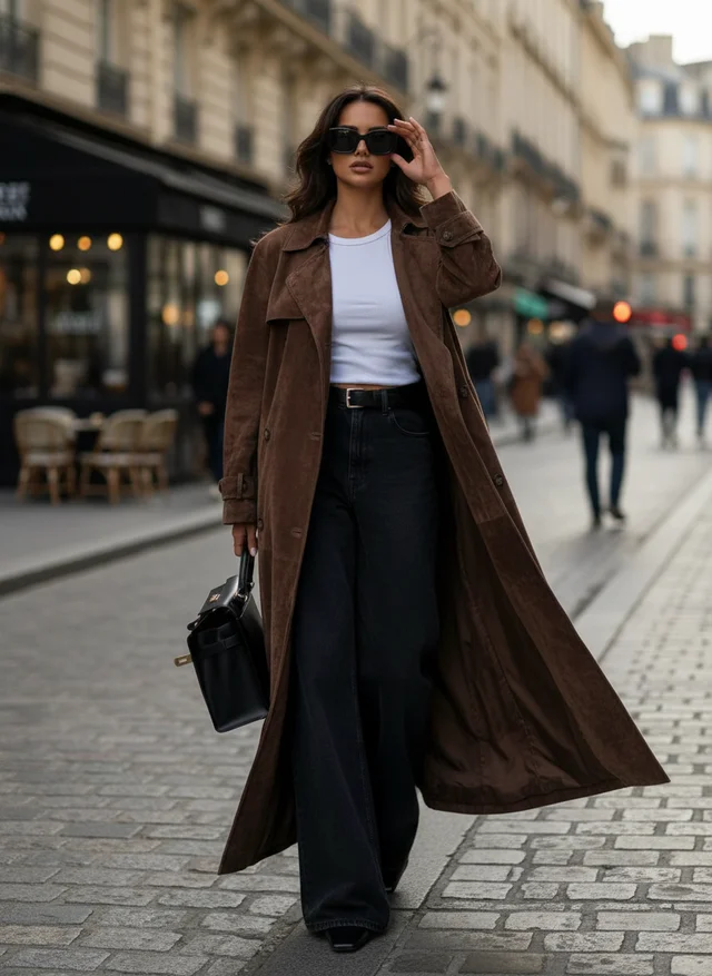 Yasmine | Femme Manteau Long Vintage Cuir Végétalien – Manteau Vegan Vintage 2026