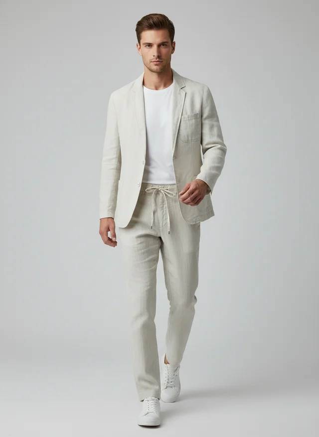 Charles | Homme Ensemble Lin Premium Blazer Pantalon Tapered – Set Lin 2026