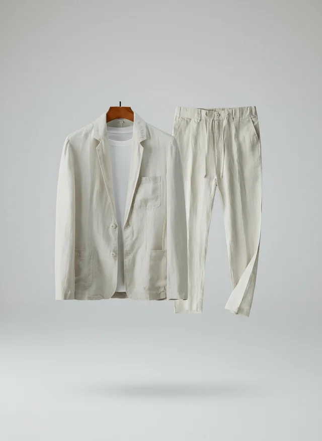 Charles | Homme Ensemble Lin Premium Blazer Pantalon Tapered – Set Lin 2026