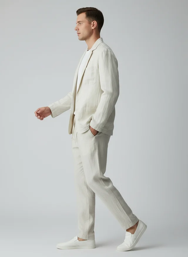 Charles | Homme Ensemble Lin Premium Blazer Pantalon Tapered – Set Lin 2026