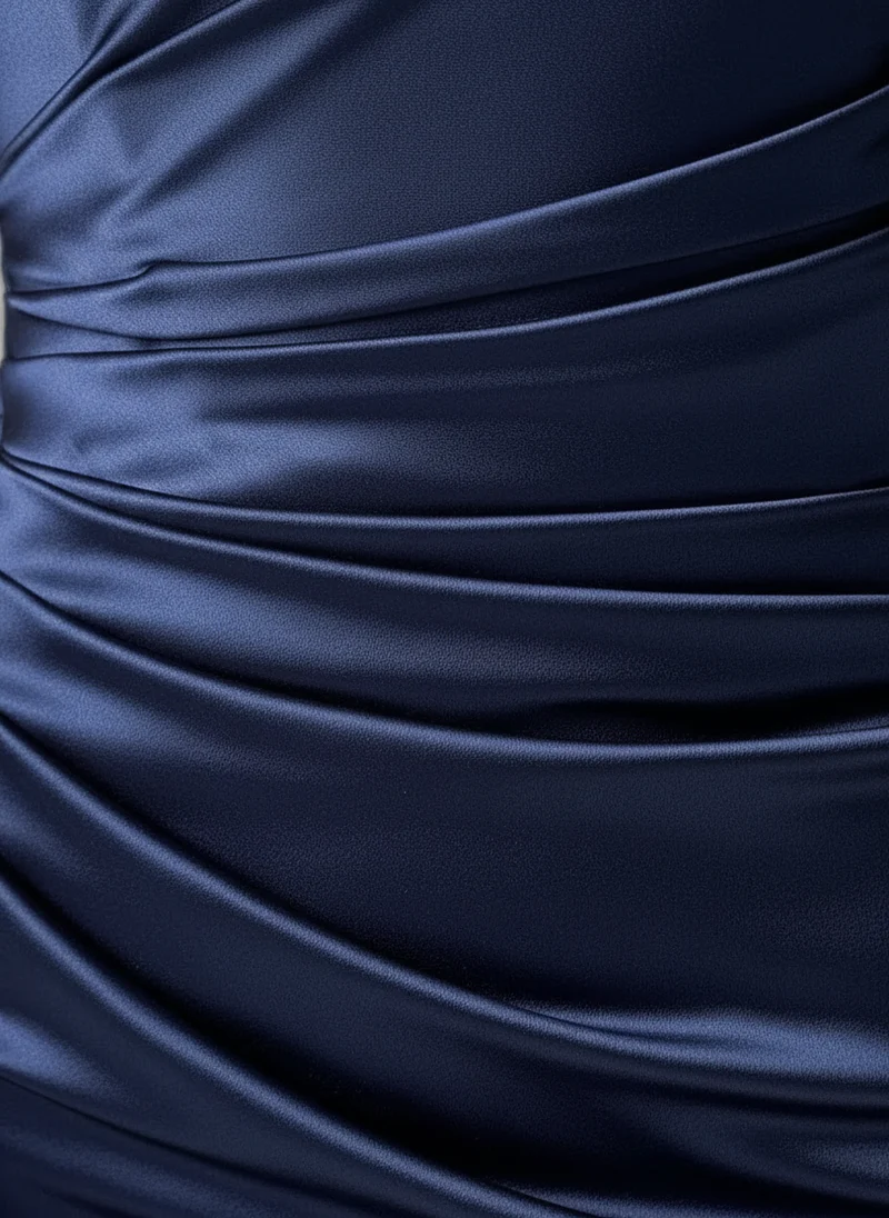 Geneviève | Femme Robe Mini Satin Stretch Marine – Robe Satin Élégante Soirée 2026