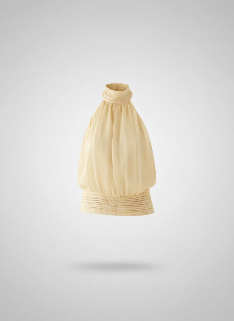 Gaëlle | Femme Mini Robe Chiffon Jaune Légère Élégante – Robe Mini Chiffon 2026