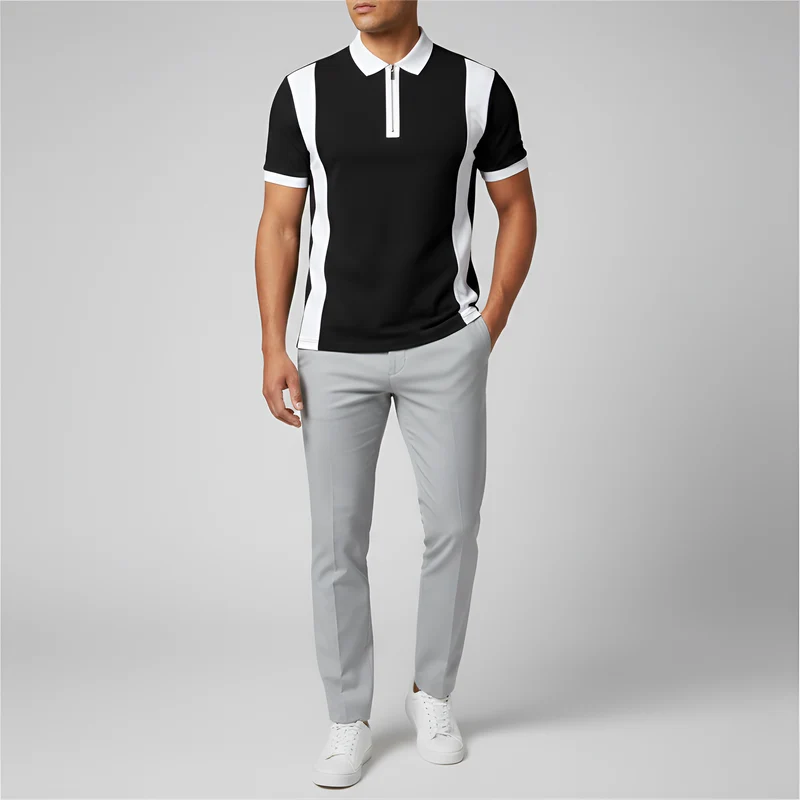 Jacques | Homme Polo Slim Zip Design Rayé Moderne – Polo Zippé Rayé 2026
