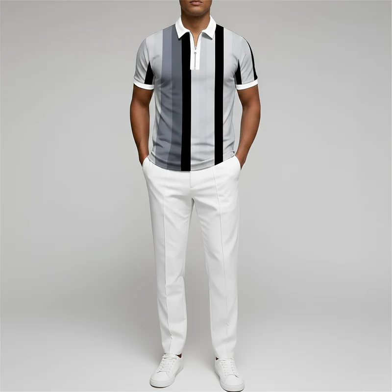 Jacques | Homme Polo Slim Zip Design Rayé Moderne – Polo Zippé Rayé 2026