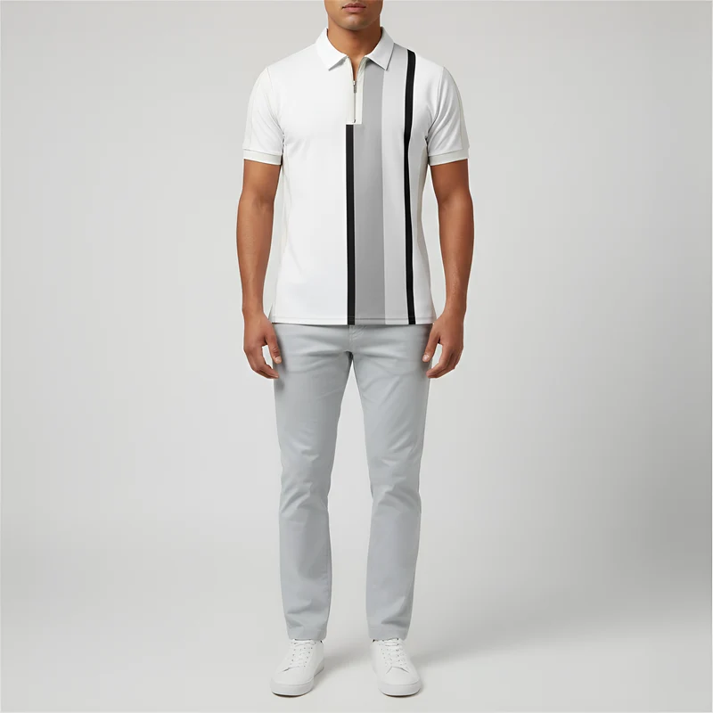 Jacques | Homme Polo Slim Zip Design Rayé Moderne – Polo Zippé Rayé 2026