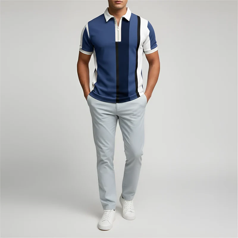 Jacques | Homme Polo Slim Zip Design Rayé Moderne – Polo Zippé Rayé 2026