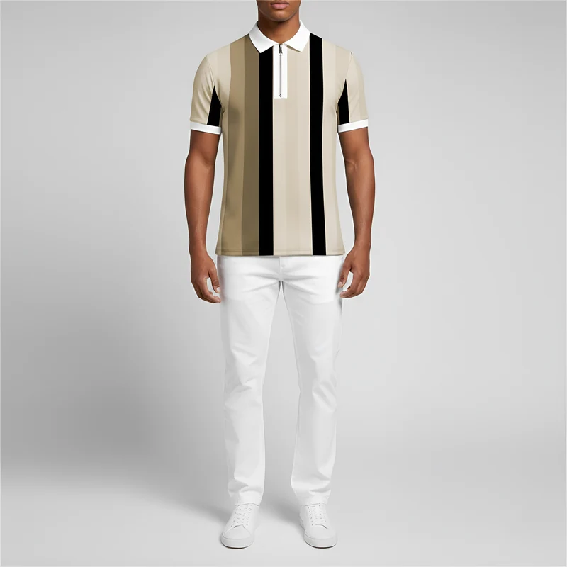 Jacques | Homme Polo Slim Zip Design Rayé Moderne – Polo Zippé Rayé 2026
