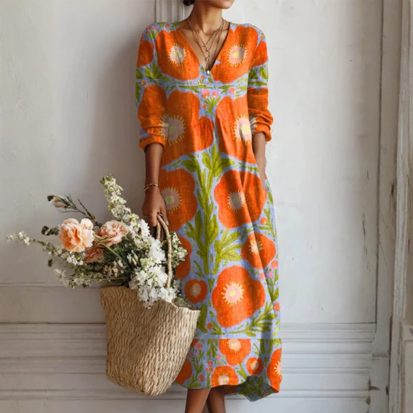 Claire | Robe Linon à Imprimé Fleuri Enchanté