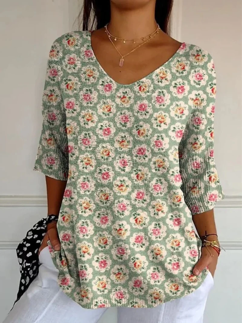 Isabella | Pull en tricot décontracté à imprimé floral ethnique vintage pour femmes