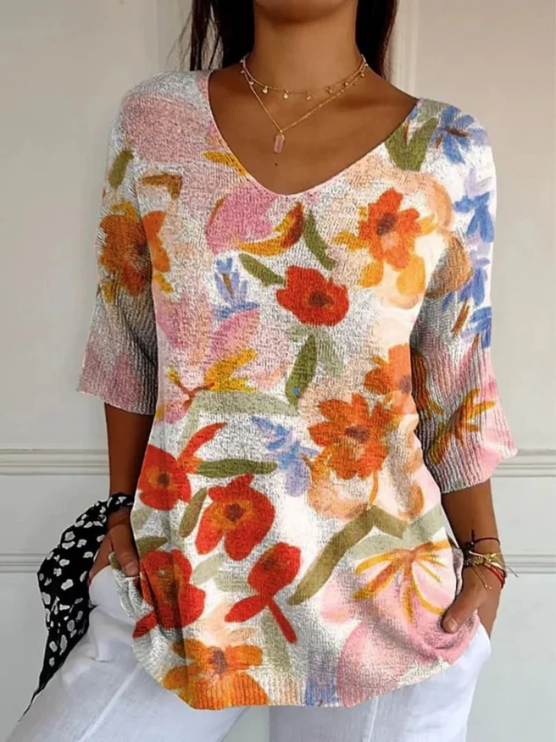 Sofie | Pull en maille décontracté floral vintage pour femmes