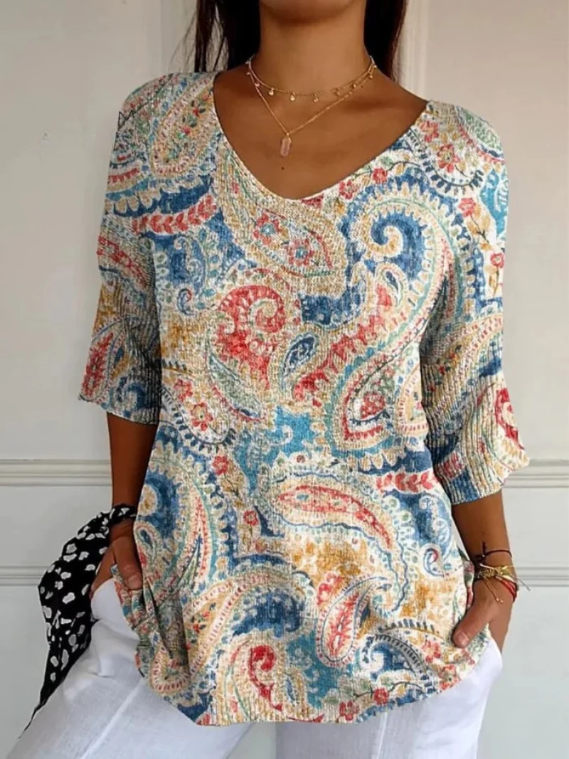 Angel | Pull en tricot ethnique floral vintage pour femmes