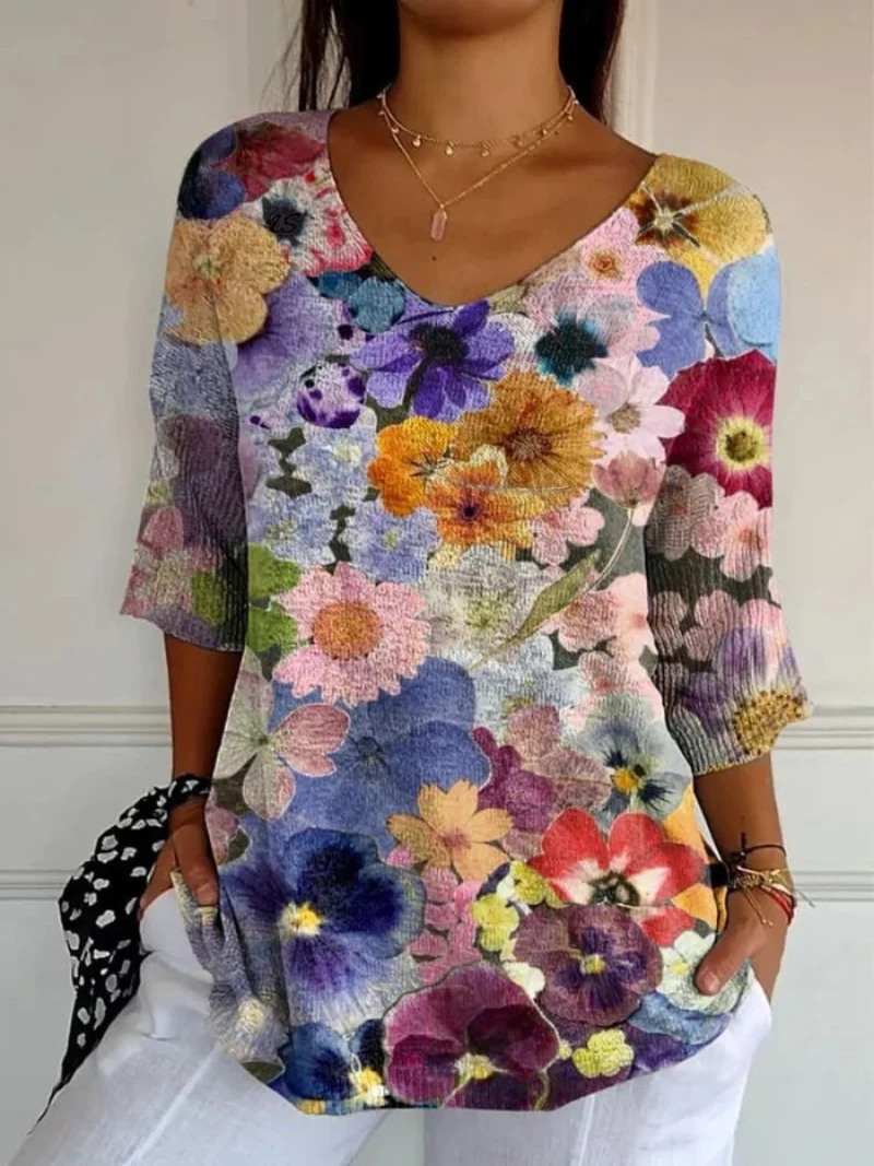Noemie | Pull en tricot vintage floral pour femmes