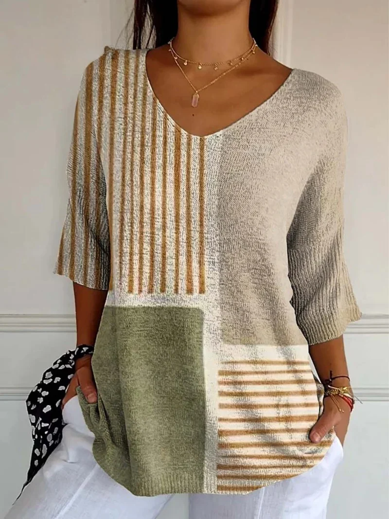 Geneviève | Pull en tricot décontracté avec motif géométrique abstrait pour femmes