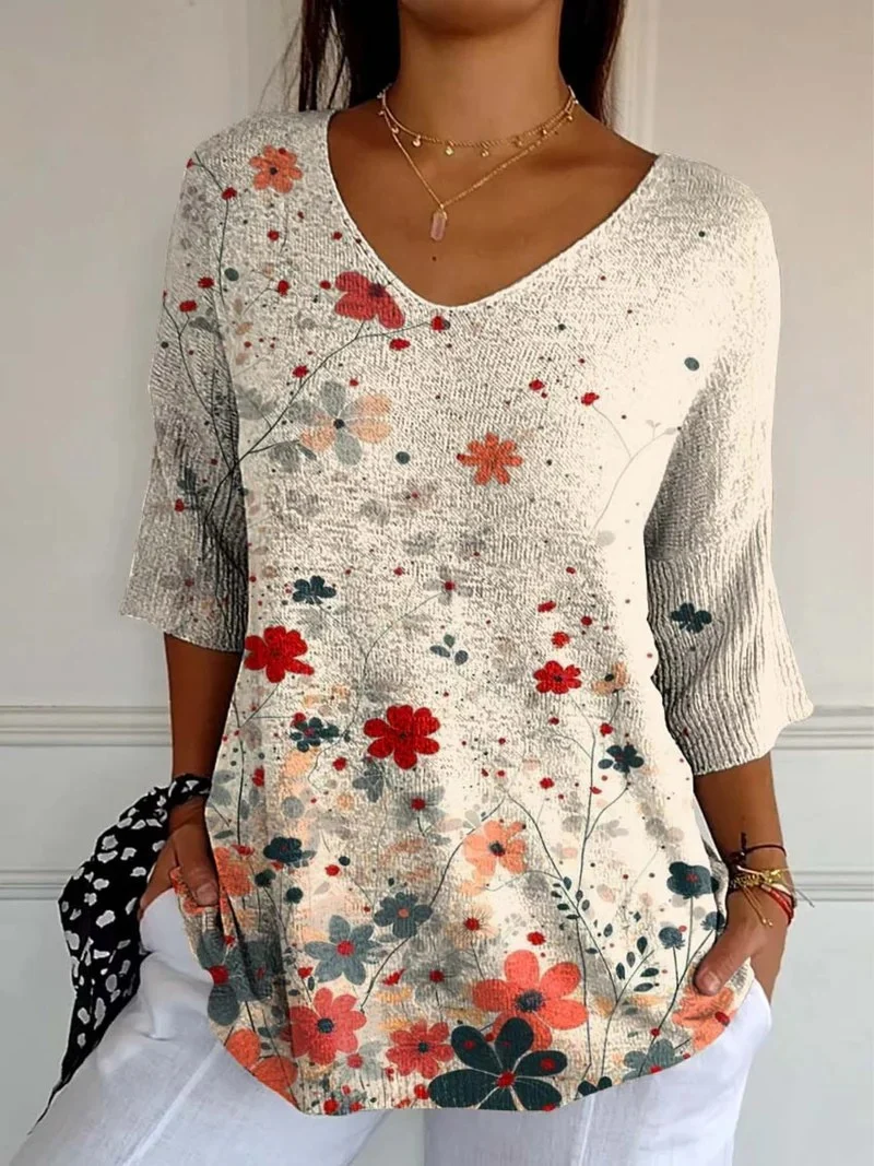 Sabine | Pull en tricot décontracté avec motif floral vintage pour femmes