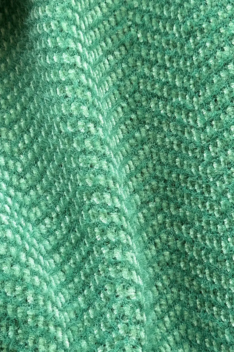 Manteau vert long et doux en maille chenille