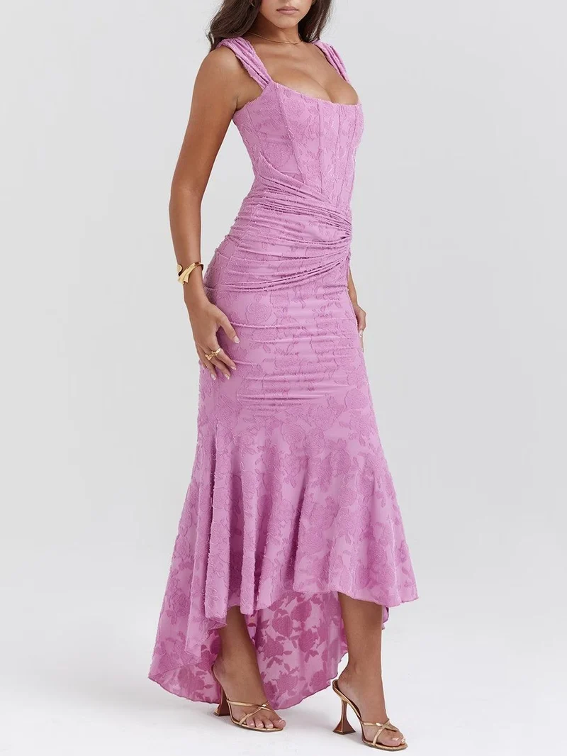 Chloé | Robe maxi florale bleue cloche