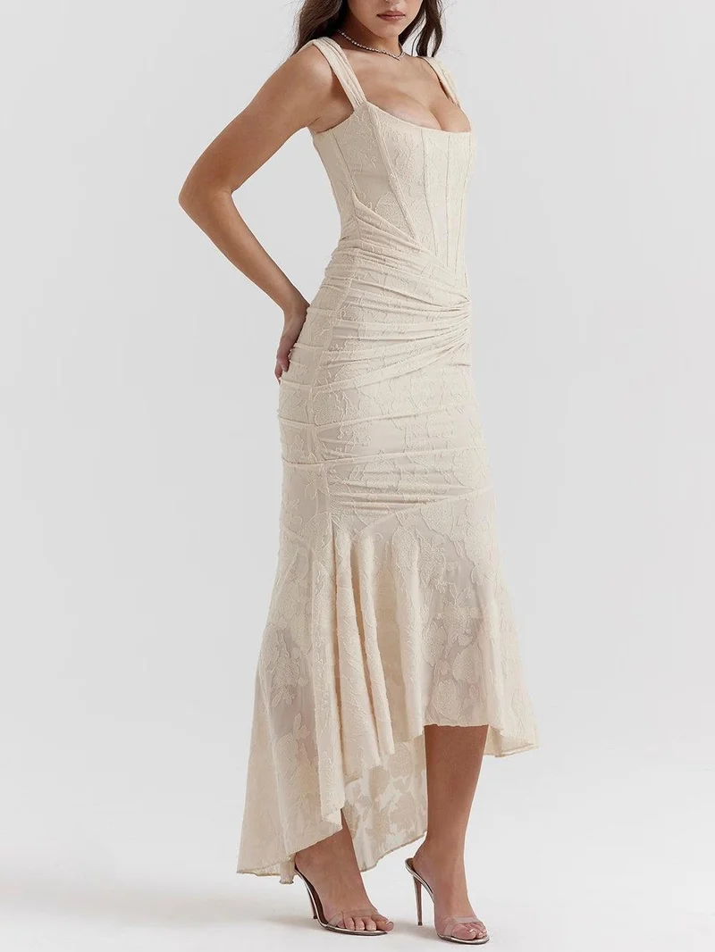 Chloé | Robe maxi florale bleue cloche