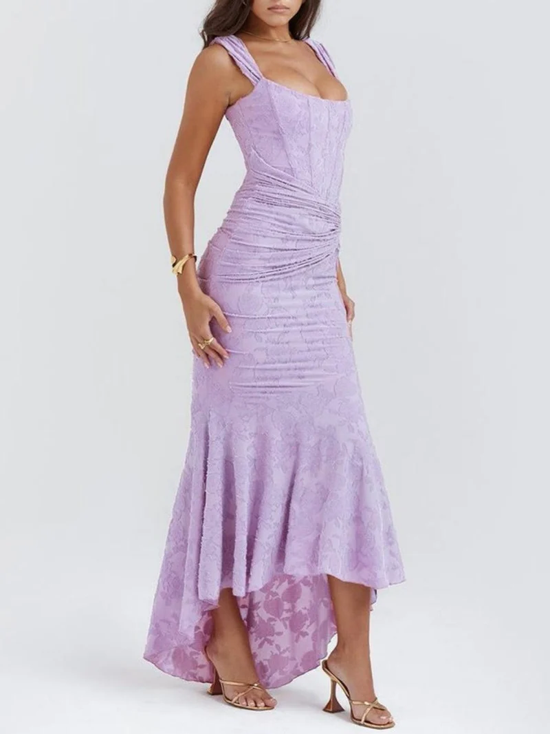 Chloé | Robe maxi florale bleue cloche