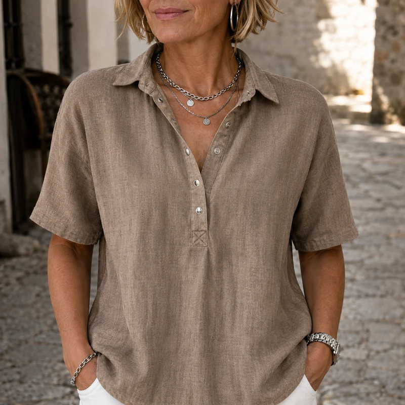 Blouse élégante pour femmes à col boutonné