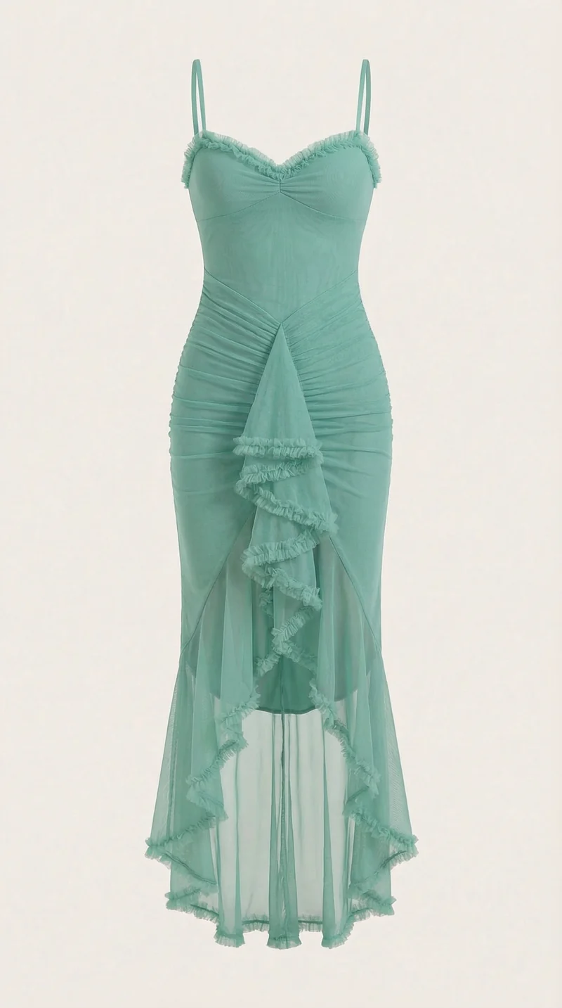 Robe maxi asymétrique à volants pour femmes