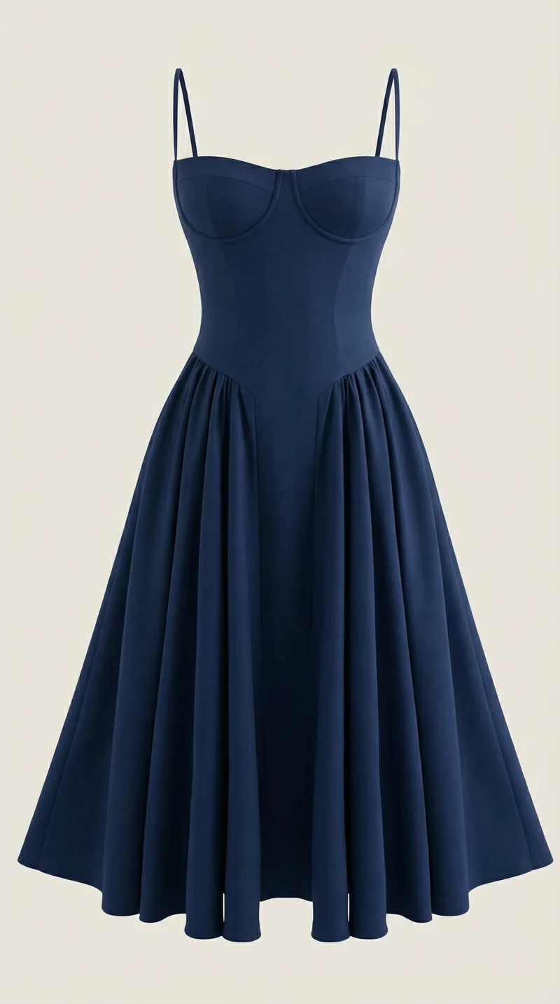 Robe mi-longue corset florale pour femme avec décolleté en cœur