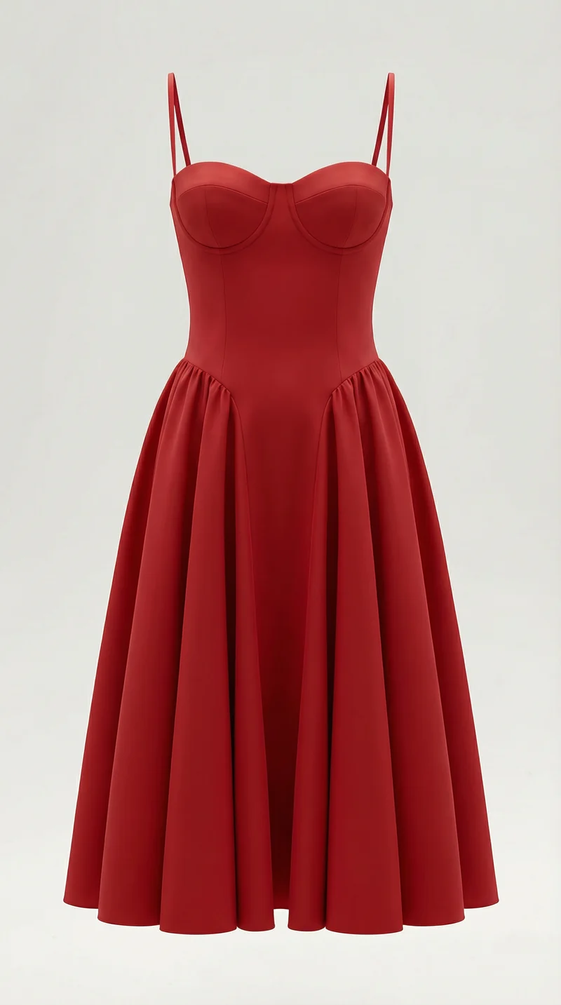 Robe mi-longue corset florale pour femme avec décolleté en cœur