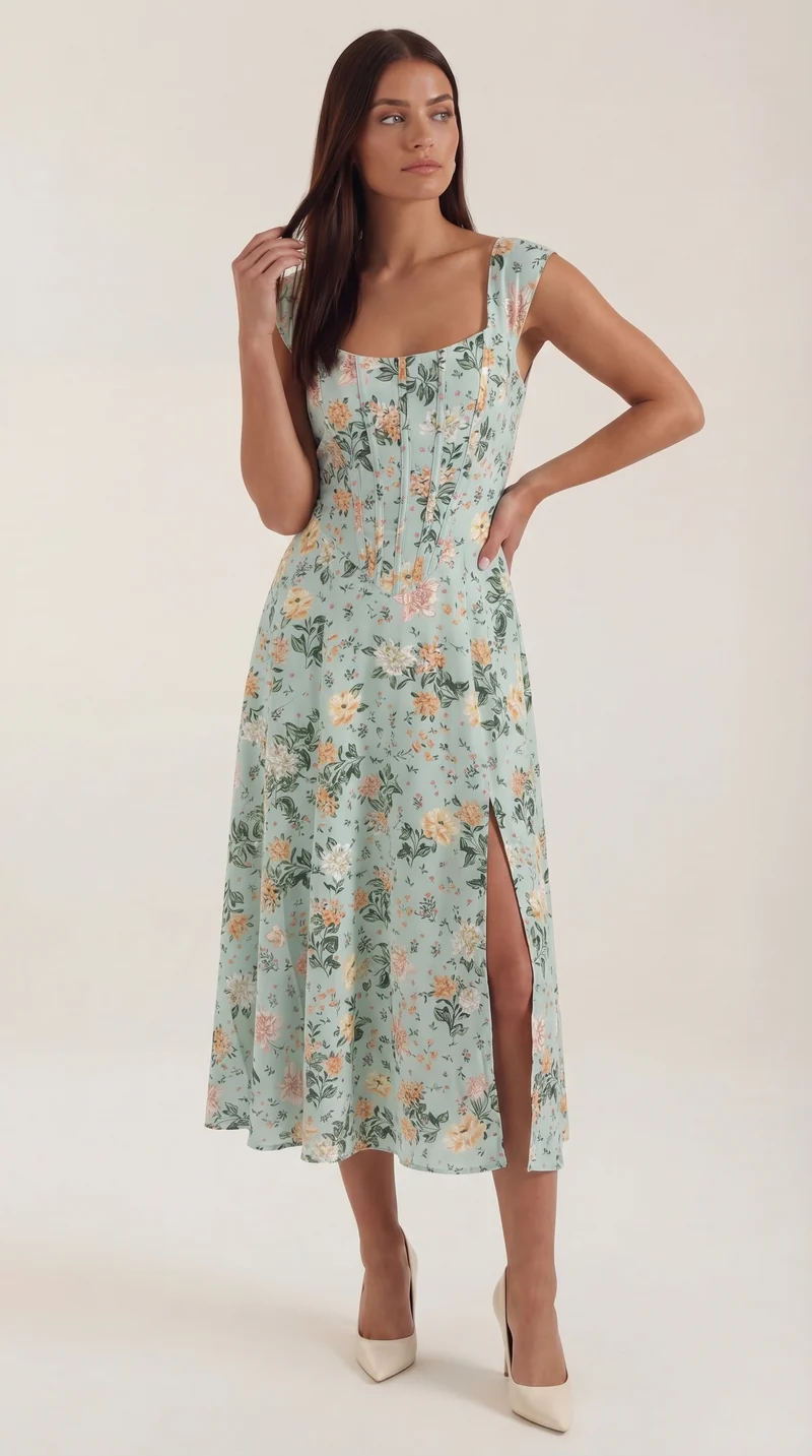 Robe corset midi femme tenue invité mariage