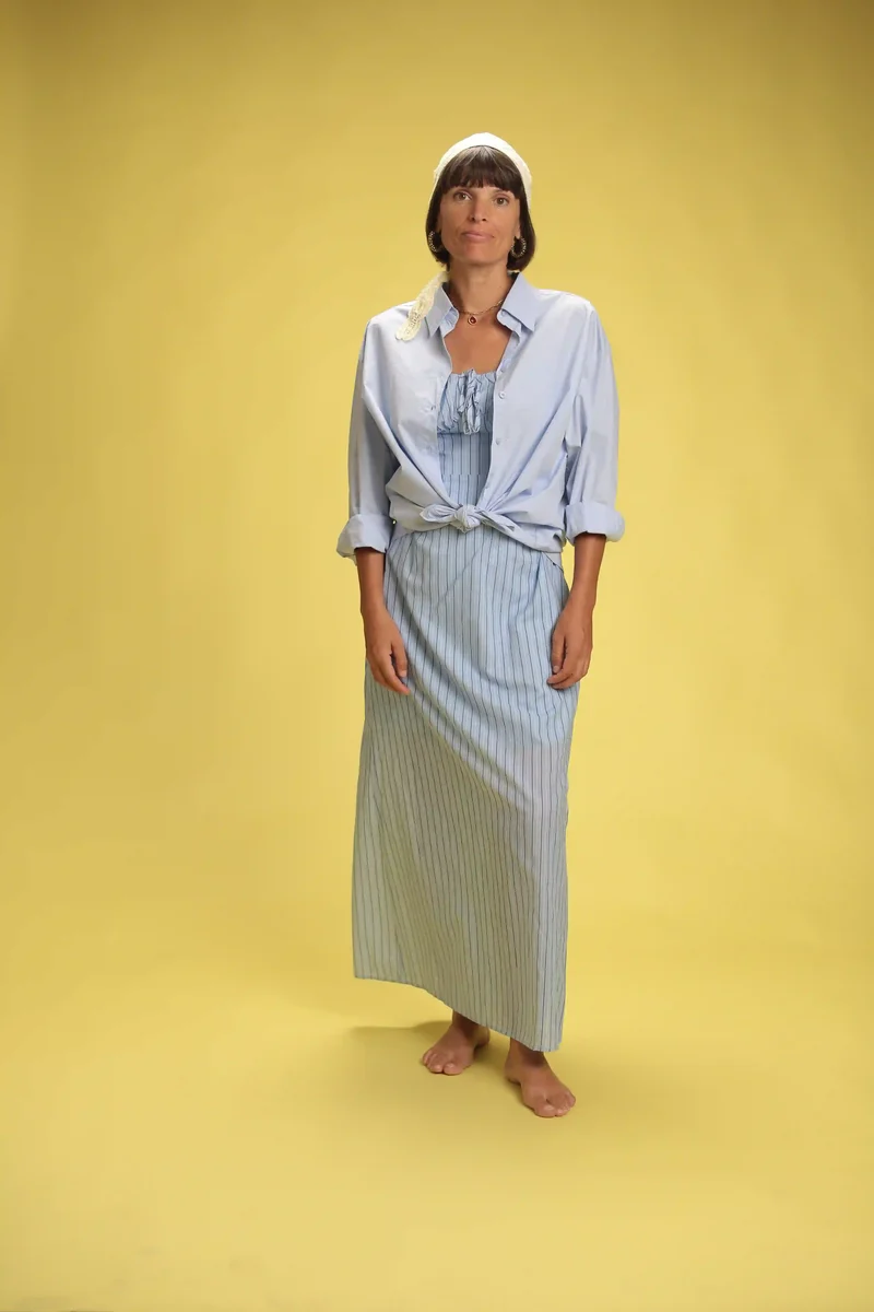 robe Capri Rayée bleu/marine