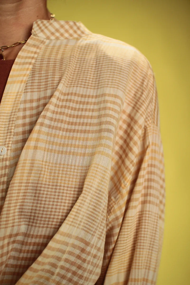 Chemise Caroline carreaux Beige