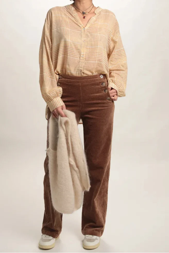 Chemise Caroline carreaux Beige