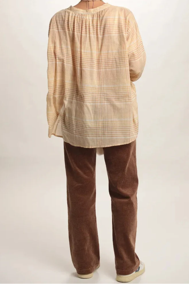 Chemise Caroline carreaux Beige